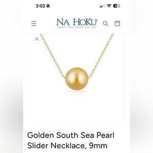 Golden South Sea Pearl Slider Necklace